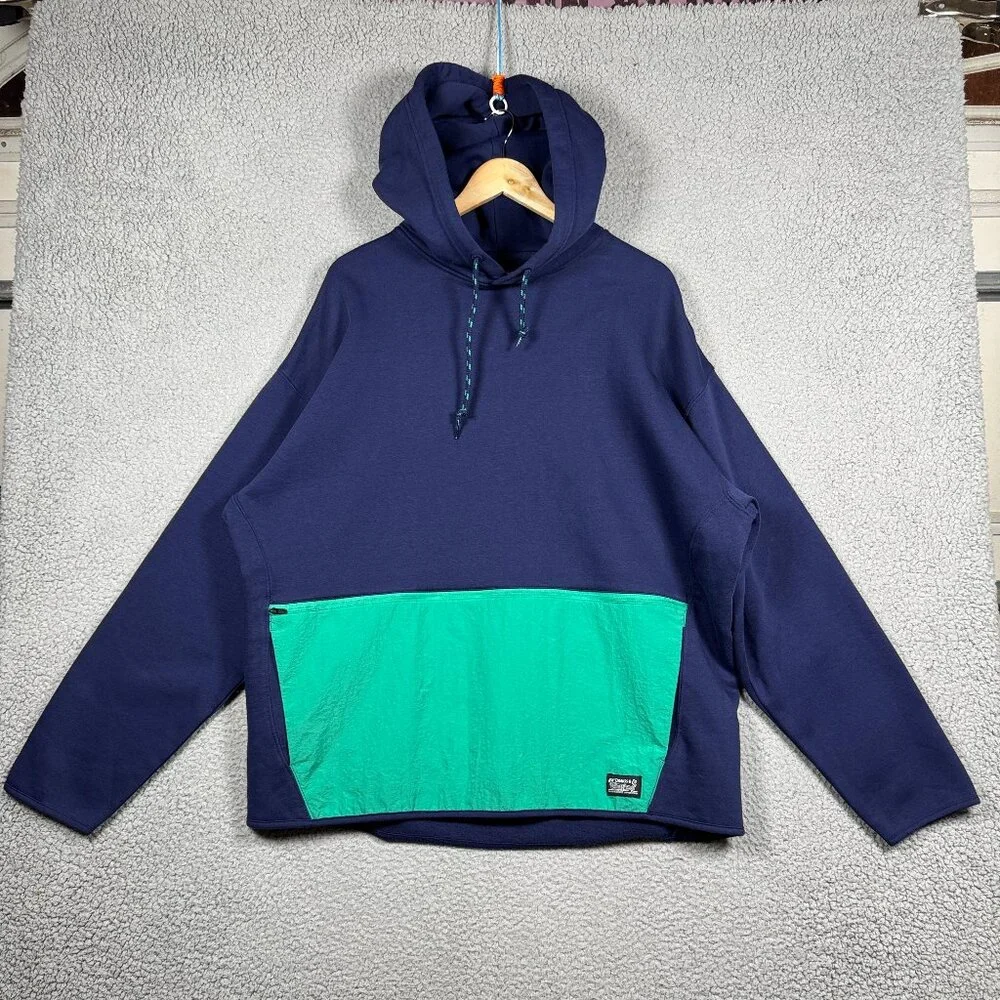 Levis Sweater Mens Size XL Navy Color Block Utility Hoodie Relaxed Fit Kangaroo